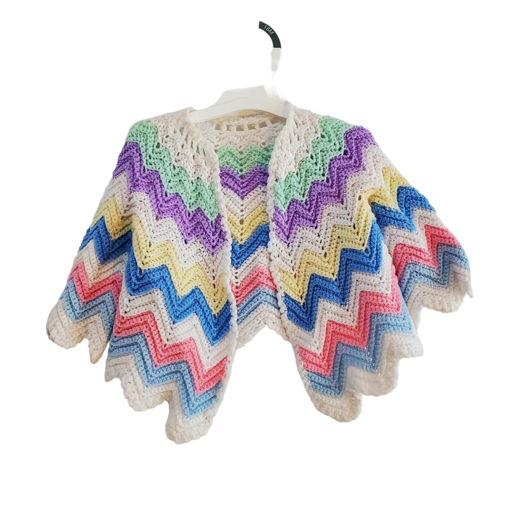 Handmade Baby‎ Girl Crochet Pastel Sweater Size 9-12M